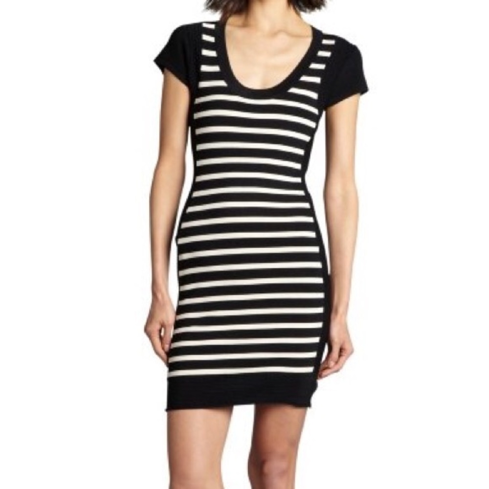 FRENCH CONNECTION STRIPED BODYCON DRESS